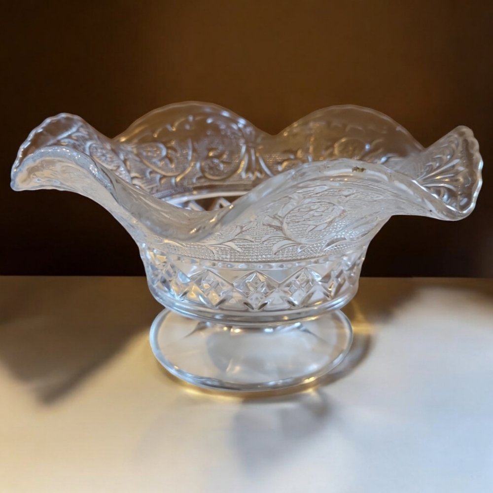 Vtg 1925-1965 Duncan Miller Sandwich Footed Pedestal Glass Candy Dish Bowl